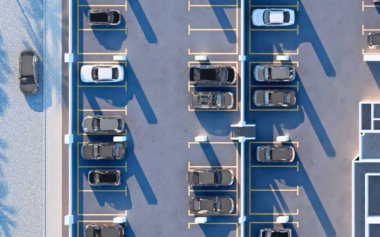 Aerial view of the multi-level podium car park at Dedaun Residensi