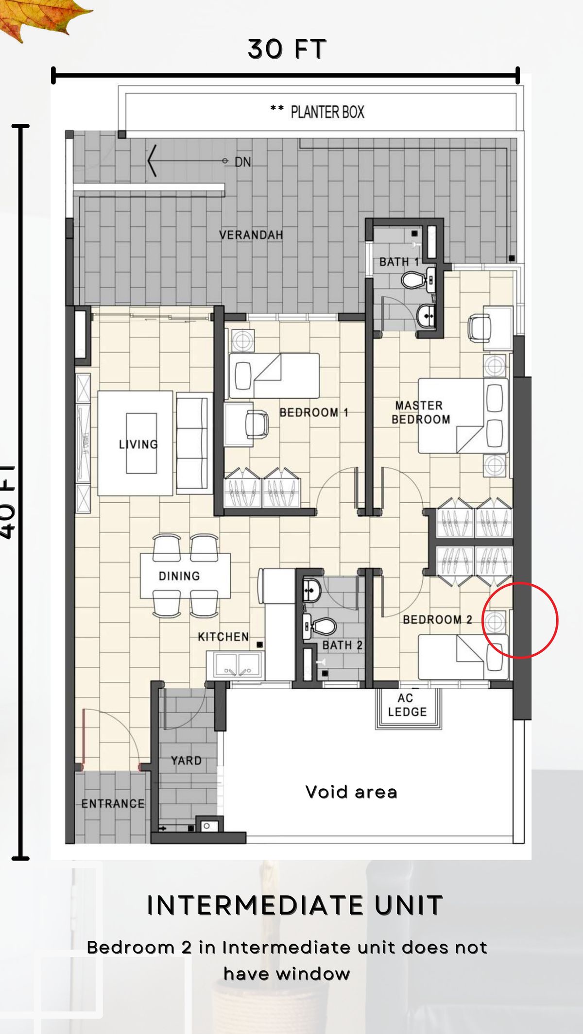 1,160 sq ft intermediate premium unit floor plan